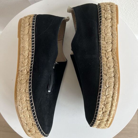 Eric Michael Serena Platform Black Suede Espadrilles Slip On Zipper Shoes 38 - Picture 6 of 10